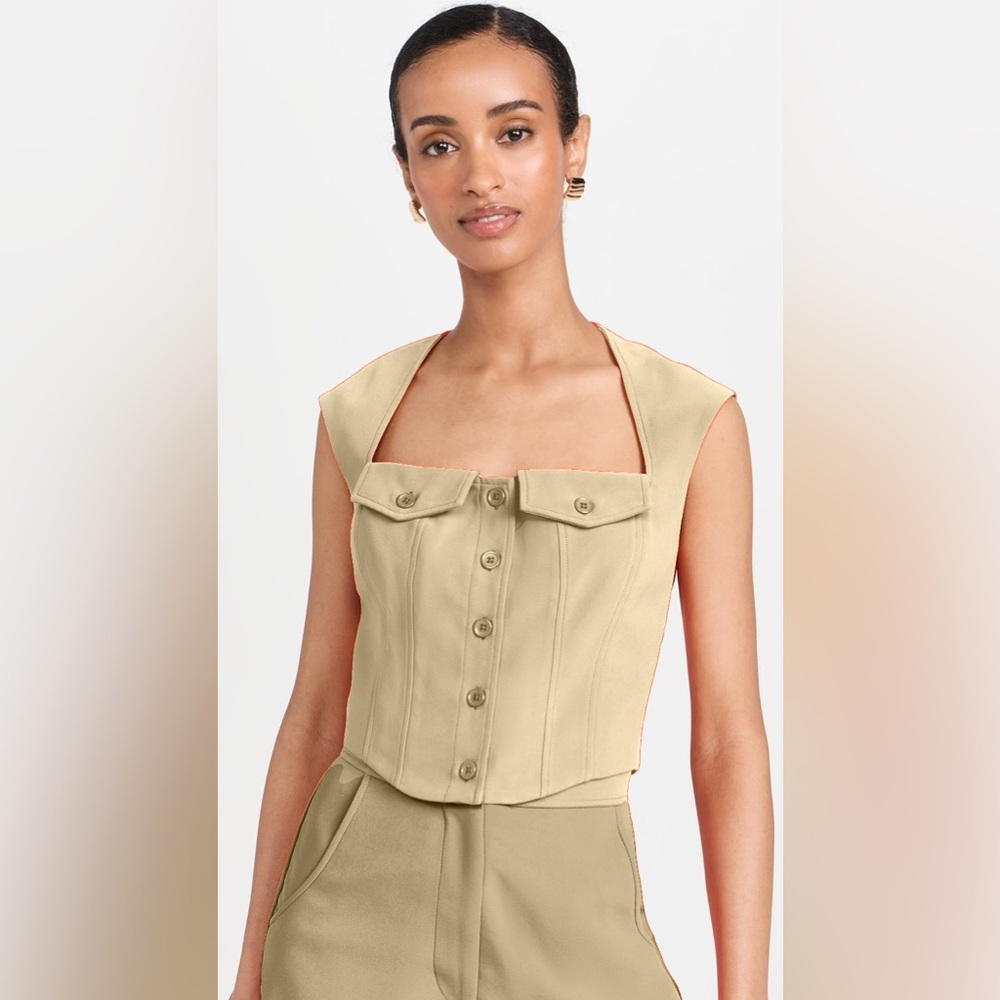 Amanda Uprichard Reeves Tan Sleeveless Top